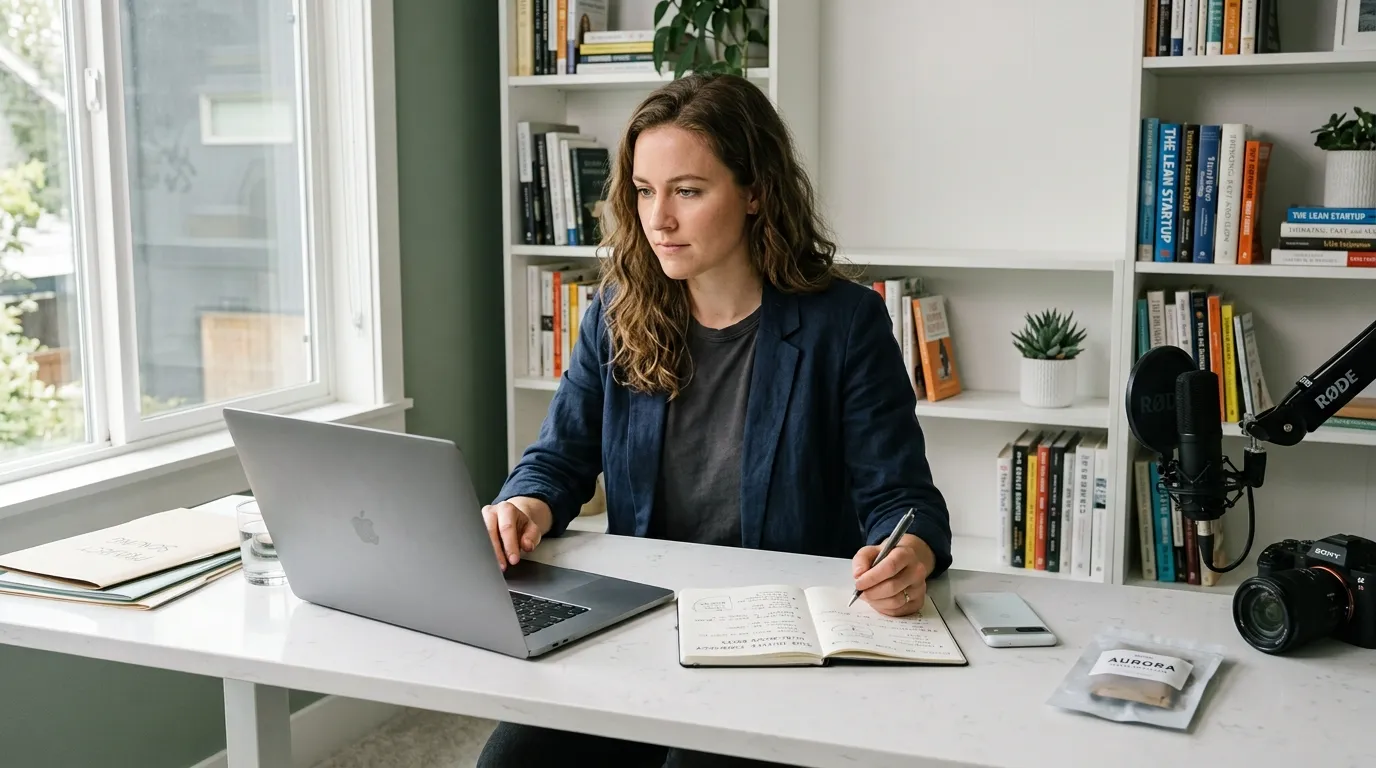 Professional working on high income side hustles to scale online income