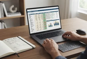Detailed budget sheet and financial calculation strategy laid out on a clean desk