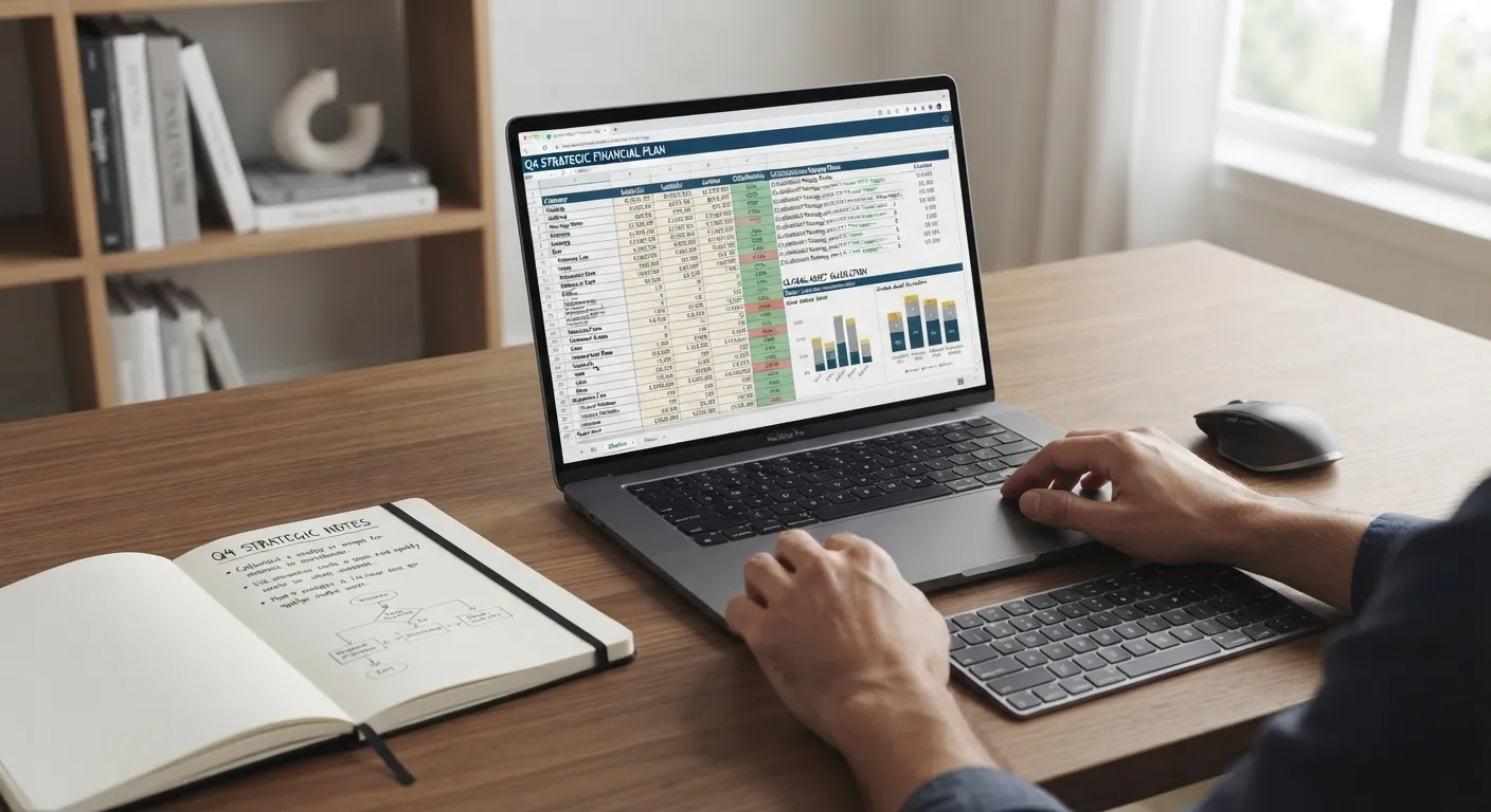Detailed budget sheet and financial calculation strategy laid out on a clean desk