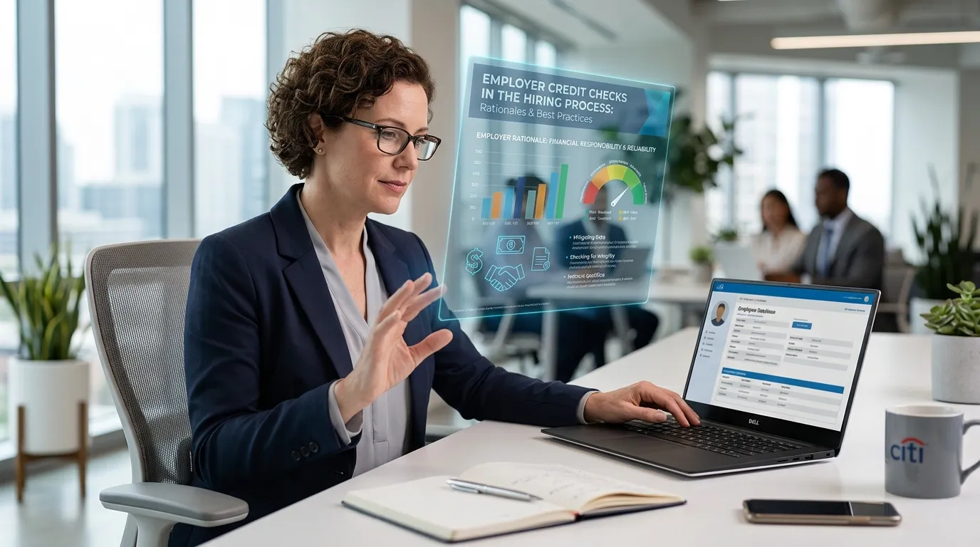 Hiring manager reviewing report to understand why employers check credit