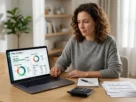 Person reviewing financial plan and debt payoff strategy on a laptop