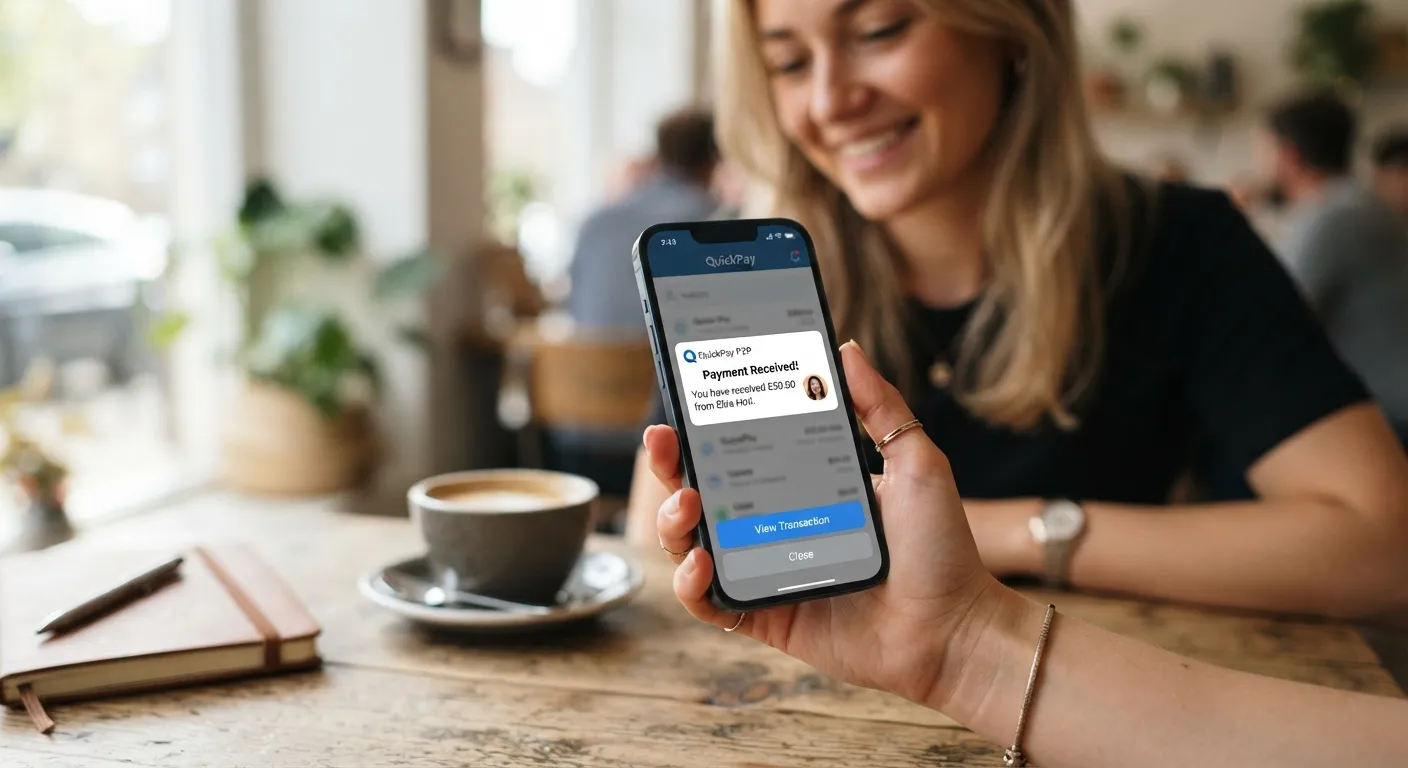 Smartphone showing a peer-to-peer money transfer notification