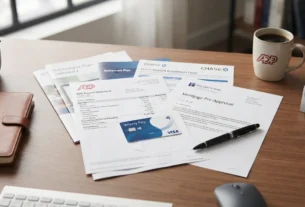Wisely pay card and financial documents on an office desk
