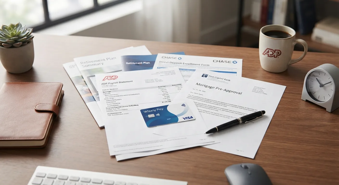 Wisely pay card and financial documents on an office desk